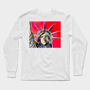 Mixed Media Statue of Liberty Long Sleeve T-Shirt